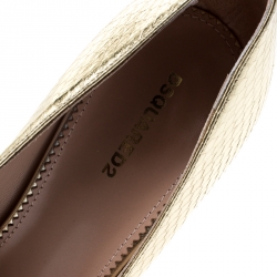 Dsquared2 Metallic Gold Snakeskin Leather Pointed Toe Pumps Size 39