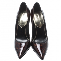 Dsquared2 Brown Tortoise Patent Leather Pointed Toe Pumps Size 39