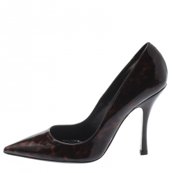 Dsquared2 Brown Tortoise Patent Leather Pointed Toe Pumps Size 39