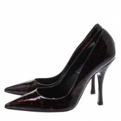 Dsquared2 Brown Tortoise Patent Leather Pointed Toe Pumps Size 39