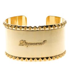 Dsquared Gold Tone Wide Open Cuff Bracelet