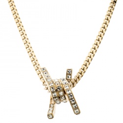 DSquared2 Barbed Wire Crystal Gold Tone Pendant Necklace