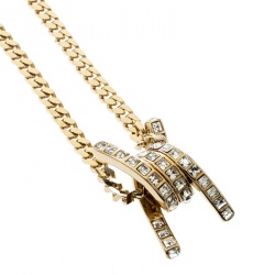 DSquared2 Barbed Wire Crystal Gold Tone Pendant Necklace