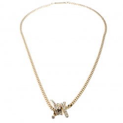 DSquared2 Barbed Wire Crystal Gold Tone Pendant Necklace