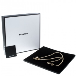 DSquared2 Barbed Wire Crystal Gold Tone Pendant Necklace
