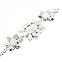 Pre Owned Dsquared2 Crystal Flower Silver Tone Bracelet 