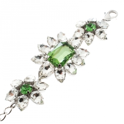 Pre Owned Dsquared2 Crystal Flower Silver Tone Bracelet 