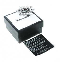 Dsquared2 Crystal Flower Silver Tone Pin Brooch