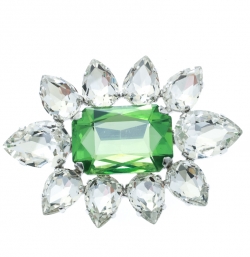 Pre Owned Dsquared2 Green Crystal Flower Silver Tone Pin Brooch