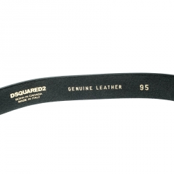 Pre Owned Dsquared2 Black Leather Chain Detail Belt Size 95 CM