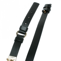 Pre Owned Dsquared2 Black Leather Chain Detail Belt Size 95 CM