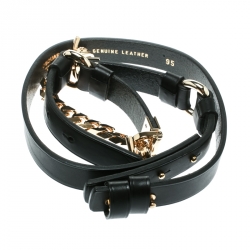 Pre Owned Dsquared2 Black Leather Chain Detail Belt Size 95 CM