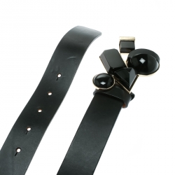 Dsquared2 Black Leather Buckle Embellished Belt Size 80 CM
