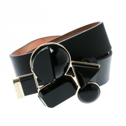 Dsquared2 Black Leather Buckle Embellished Belt Size 80 CM