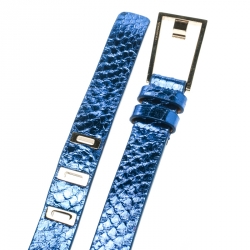 Dsquared2 Metallic Blue Python Leather Belt Size 80 CM