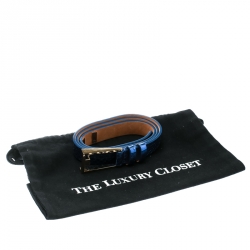 Dsquared2 Metallic Blue Python Leather Belt Size 80 CM