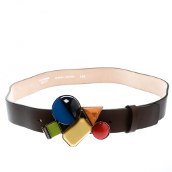 Dsquared2 Brown Leather Buckle Embellished Belt Size 100 CM