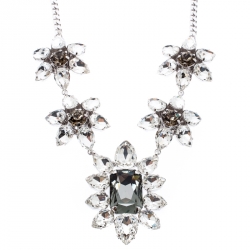Pre Owned Dsquared2 Crystal Flower Silver Tone Choker