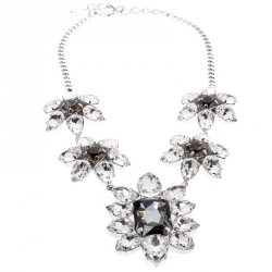 Pre Owned Dsquared2 Crystal Flower Silver Tone Choker