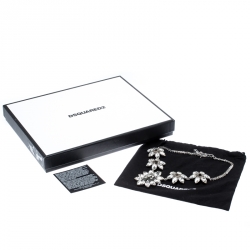 Pre Owned Dsquared2 Crystal Flower Silver Tone Choker