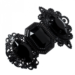 Pre Owned Dsquared2 Black Crystal Textured Metal Multi Finger Cocktail Ring Size 58