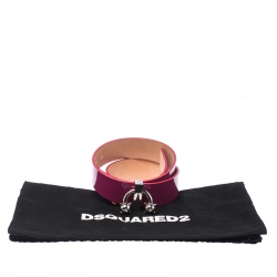 Pre Owned Dsquared2 Pink Patent Leather Spike Buckle Belt 85CM