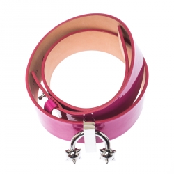 Pre Owned Dsquared2 Pink Patent Leather Spike Buckle Belt 85CM