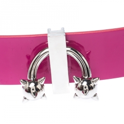 Pre Owned Dsquared2 Pink Patent Leather Spike Buckle Belt 85CM