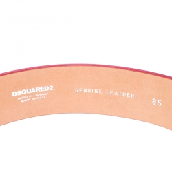 Pre Owned Dsquared2 Pink Patent Leather Spike Buckle Belt 85CM