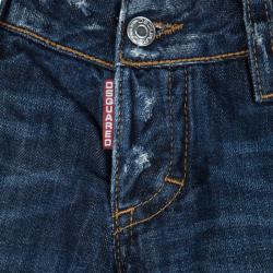 Pre Owned Dsquared2 Indigo Dark Wash Faded Effect Denim Distressed Skinny Jeans S