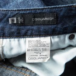 Pre Owned Dsquared2 Indigo Dark Wash Faded Effect Denim Distressed Skinny Jeans S
