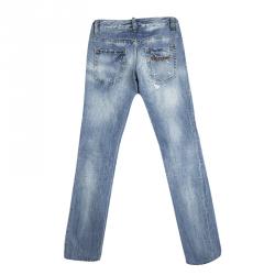 Pre Owned Dsquared2 Indigo Light Wash Faded Ripped Effect Denim Low Rise Jeans S