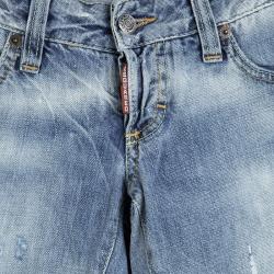 Pre Owned Dsquared2 Indigo Light Wash Faded Ripped Effect Denim Low Rise Jeans S