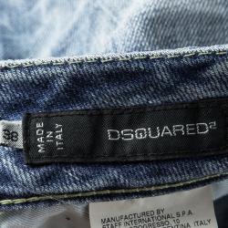 Pre Owned Dsquared2 Indigo Light Wash Faded Ripped Effect Denim Low Rise Jeans S