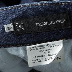 Pre Owned Dsquared2 Indigo Dark Wash Faded Effect Denim Distressed Skinny Jeans S