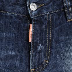 Pre Owned Dsquared2 Indigo Dark Wash Faded Effect Denim Distressed Jeans XS