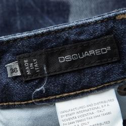 Pre Owned Dsquared2 Indigo Dark Wash Faded Effect Denim Distressed Jeans XS