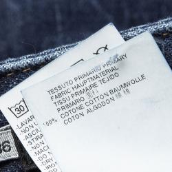 Pre Owned Dsquared2 Indigo Dark Wash Faded Effect Denim Distressed Jeans XS