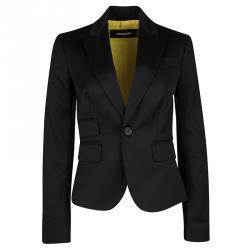 Dsquared2 Black Cotton Contrast Lined Tailored Blazer S