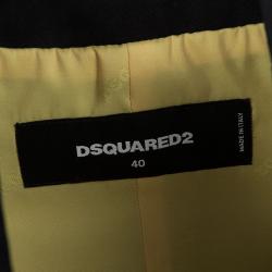 Dsquared2 Black Cotton Contrast Lined Tailored Blazer S