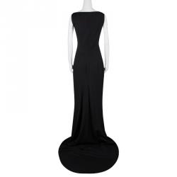 Pre Owned Dsquared2 Black Wool Bow Detail Sleeveless High Low Maxi Dress M