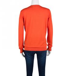 Dsquared2 Orange Pocket Bow Detail V-Neck Sweater XL
