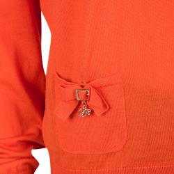 Dsquared2 Orange Pocket Bow Detail V-Neck Sweater XL