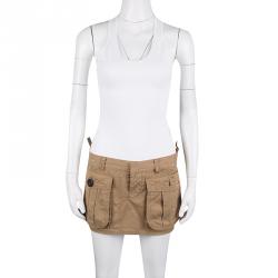 Pre Owned Dsquared2 Khaki and White Splattered Cargo Pocket Detail Tank Mini Dress S