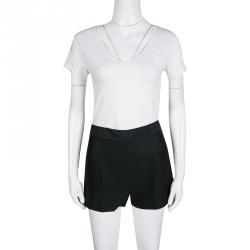 Pre Owned Dsquared2 Black Wool and Silk High Waist Shorts S