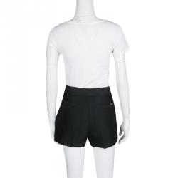 Pre Owned Dsquared2 Black Wool and Silk High Waist Shorts S