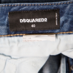 Dsquared2 Indigo Light Wash Star Print Detail Distressed Denim Jeans S