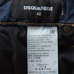 Dsquared2 Indigo Dark Wash Faded Effect Distressed Denim Mini Skirt M