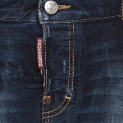 Dsquared2 Indigo Dark Wash Faded Effect Distressed Denim Mini Skirt M