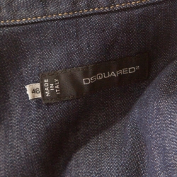 Pre Owned Dsquared2 Indigo Dark Wash Camouflage Effect Denim Shirt L